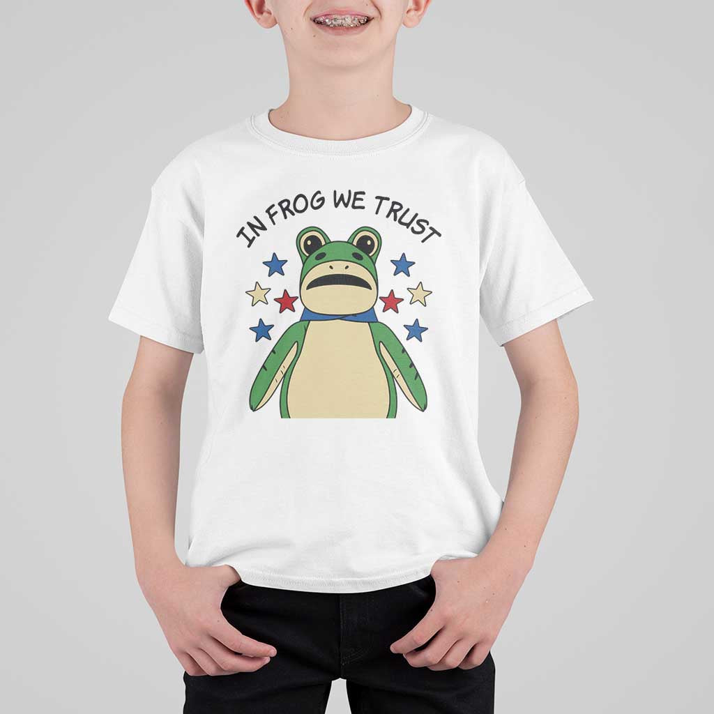 In Frog We Trust T Shirt For Kid Patriotic Portland Frogs Protest American Flag - Wonder Print Shop