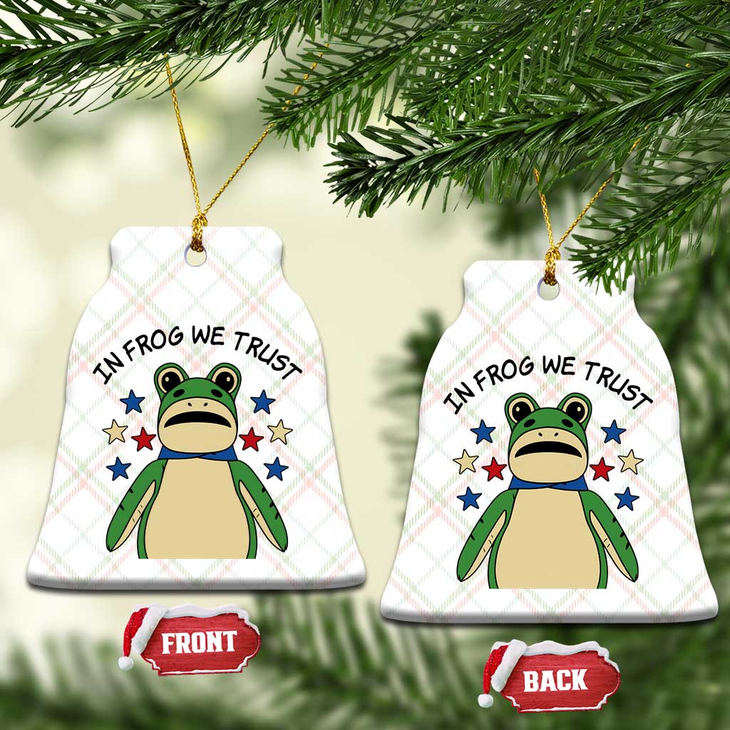 In Frog We Trust Ceramic Ornament Patriotic Portland Frogs Protest American Flag - Wonder Print Shop