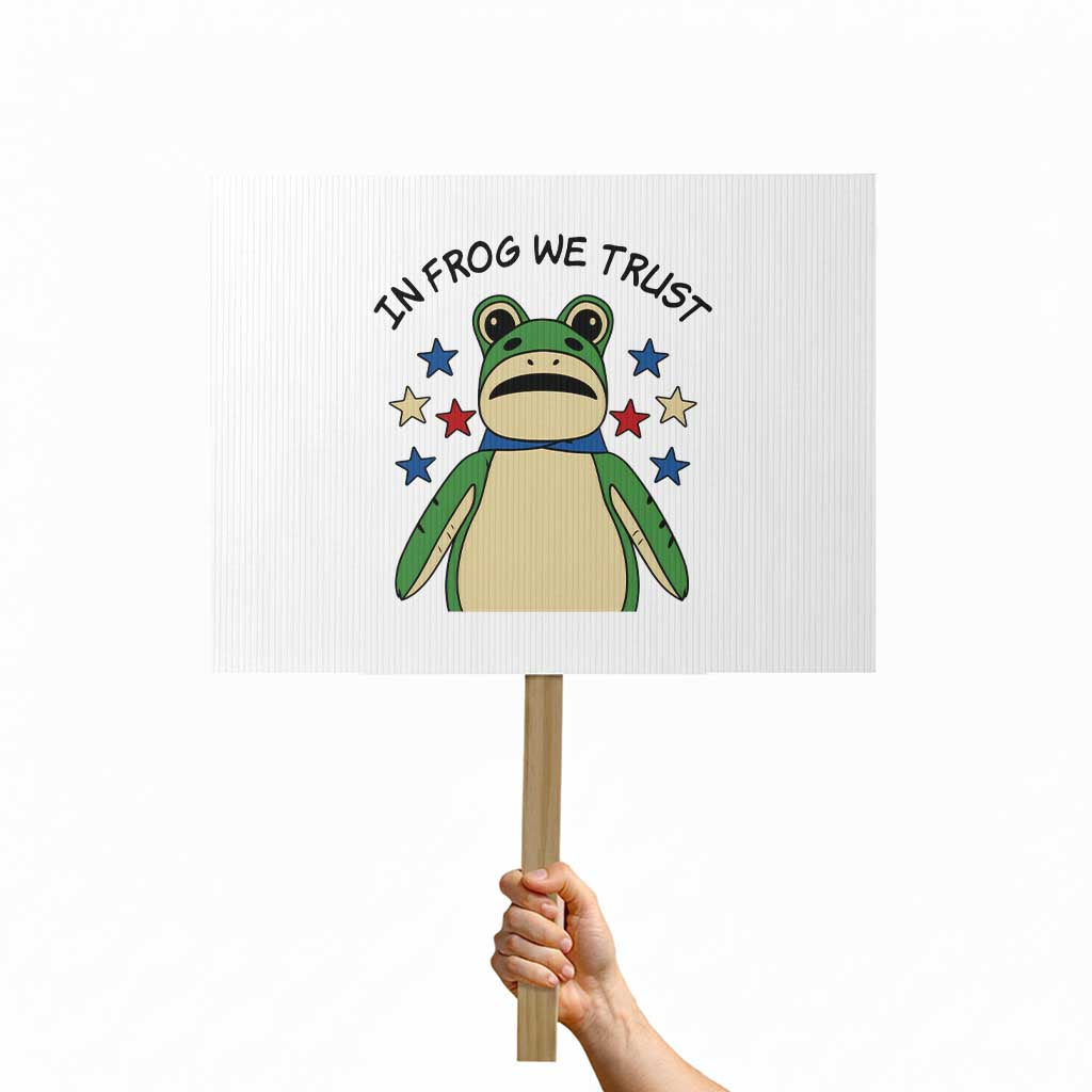 In Frog We Trust Protest Sign Patriotic Portland Frogs Protest American Flag - Wonder Print Shop
