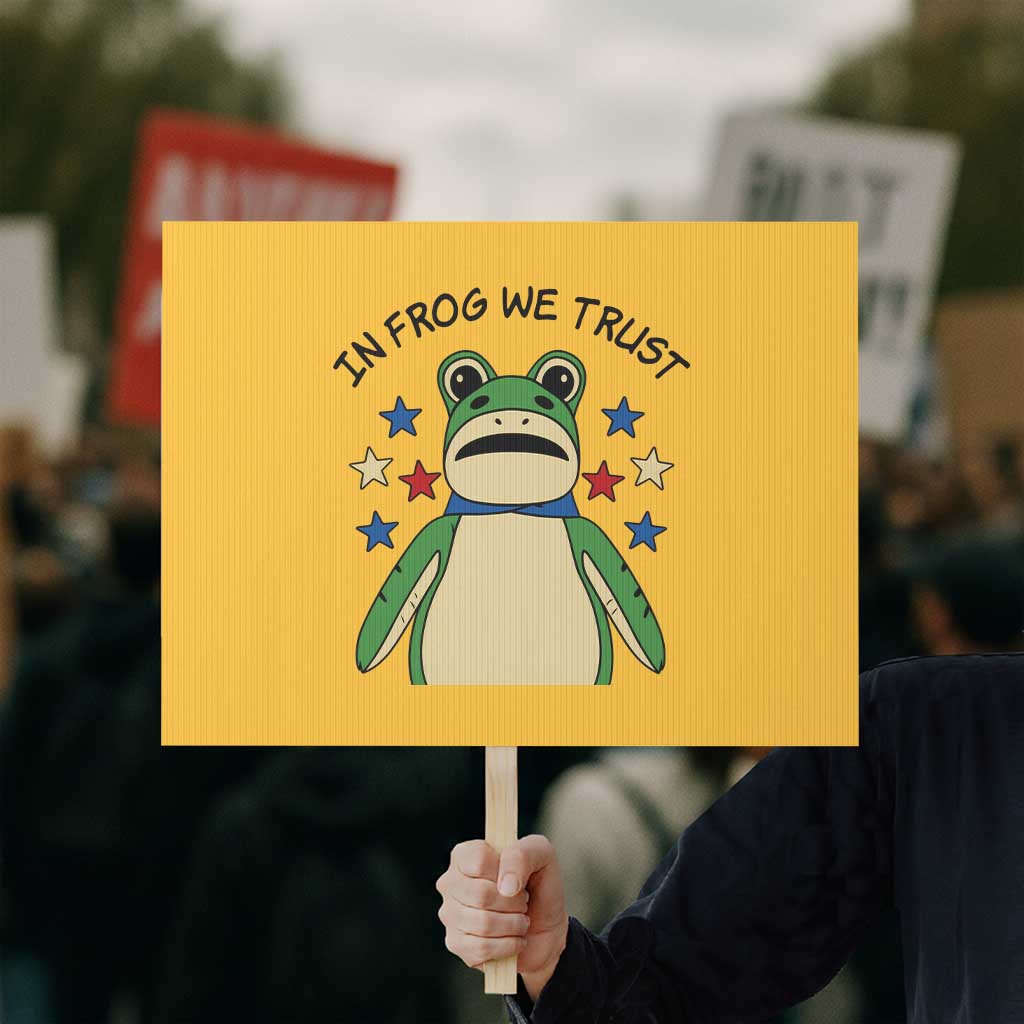 In Frog We Trust Protest Sign Patriotic Portland Frogs Protest American Flag - Wonder Print Shop