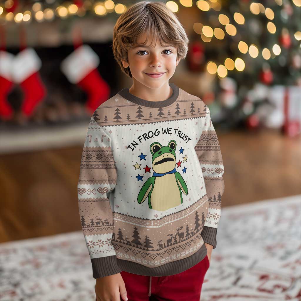 In Frog We Trust Ugly Christmas Sweater Patriotic Portland Frogs Protest American Flag - Wonder Print Shop