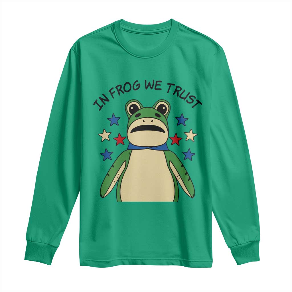 In Frog We Trust Long Sleeve Shirt Patriotic Portland Frogs Protest American Flag - Wonder Print Shop