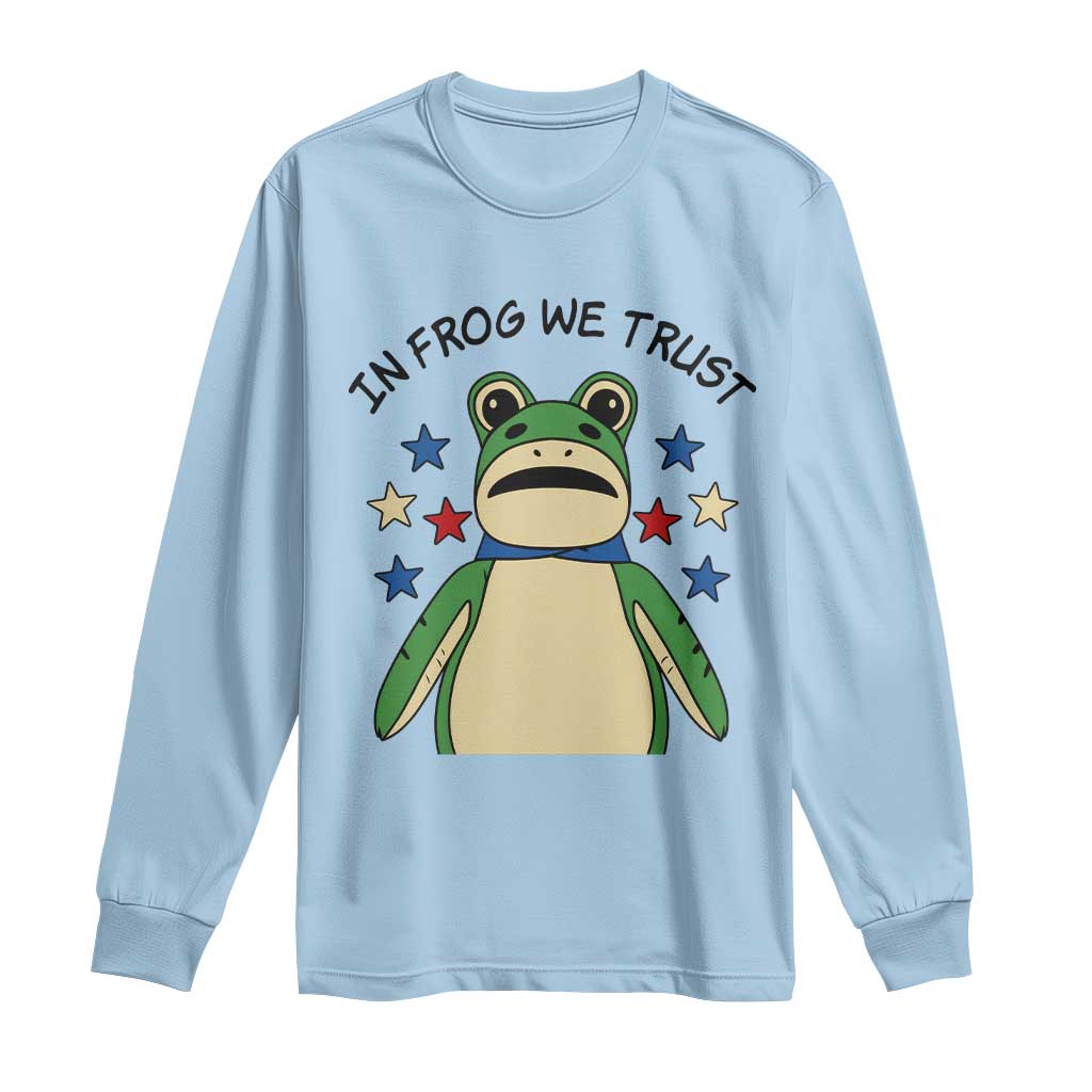 In Frog We Trust Long Sleeve Shirt Patriotic Portland Frogs Protest American Flag - Wonder Print Shop