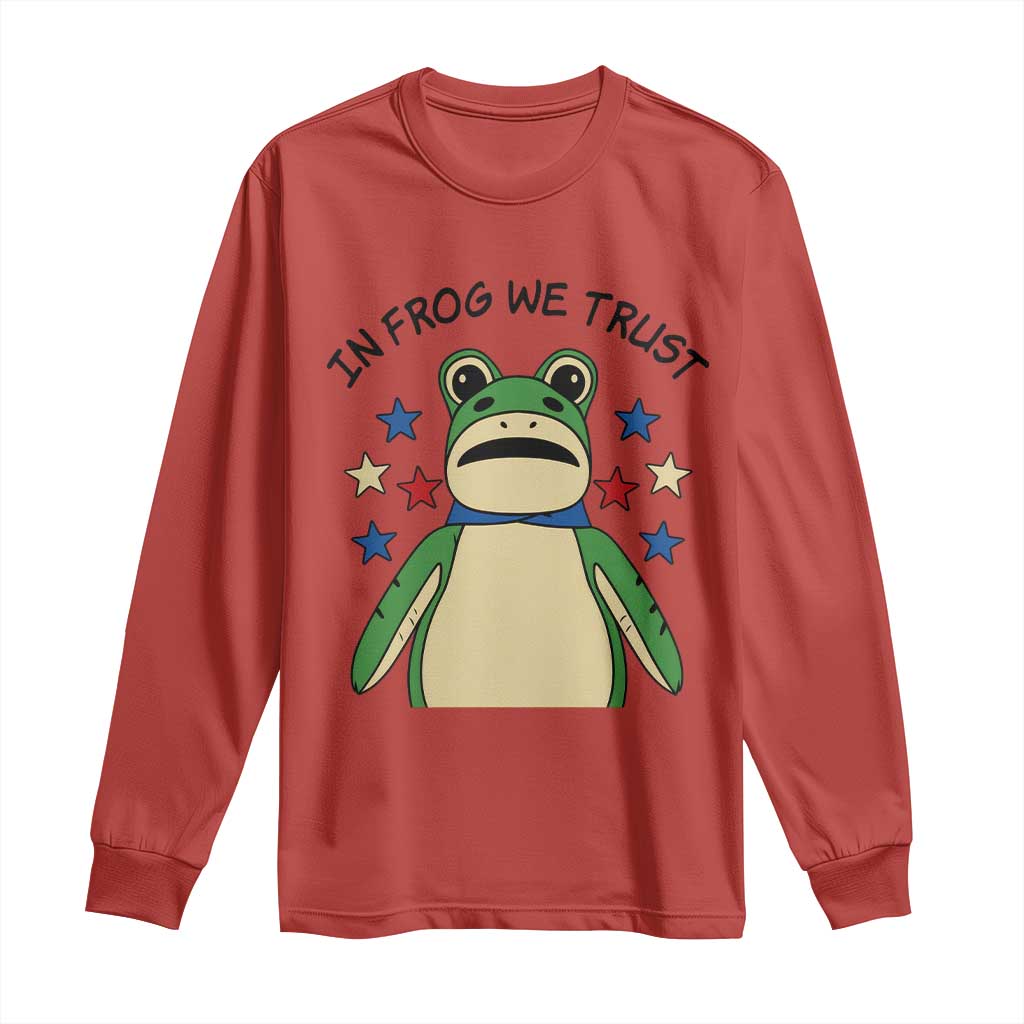 In Frog We Trust Long Sleeve Shirt Patriotic Portland Frogs Protest American Flag - Wonder Print Shop