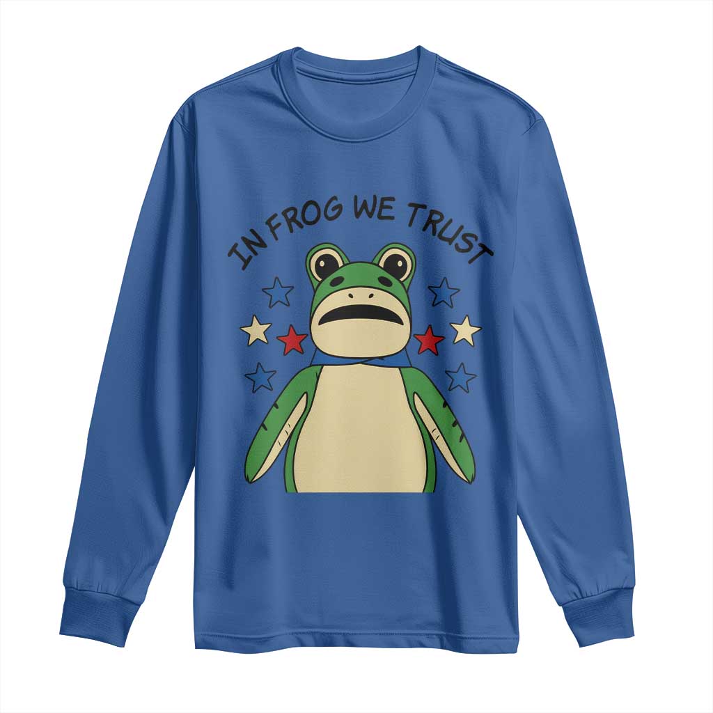 In Frog We Trust Long Sleeve Shirt Patriotic Portland Frogs Protest American Flag - Wonder Print Shop