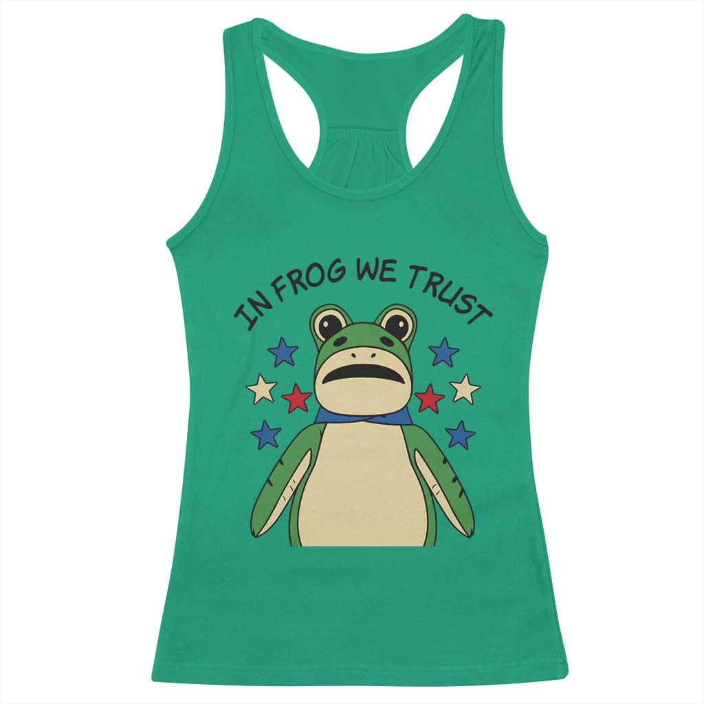 In Frog We Trust Racerback Tank Top Patriotic Portland Frogs Protest American Flag - Wonder Print Shop