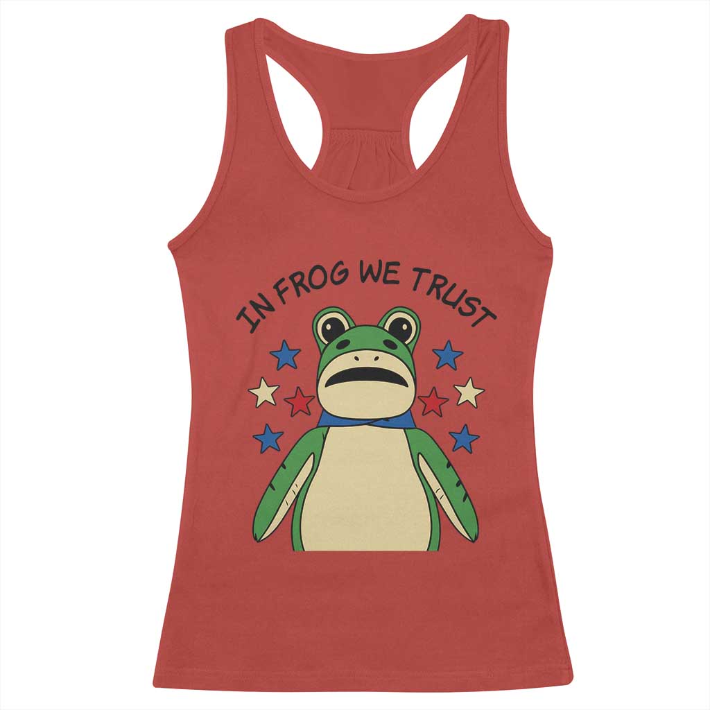 In Frog We Trust Racerback Tank Top Patriotic Portland Frogs Protest American Flag - Wonder Print Shop