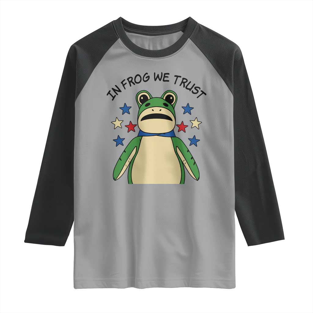 In Frog We Trust Raglan Shirt Patriotic Portland Frogs Protest American Flag - Wonder Print Shop