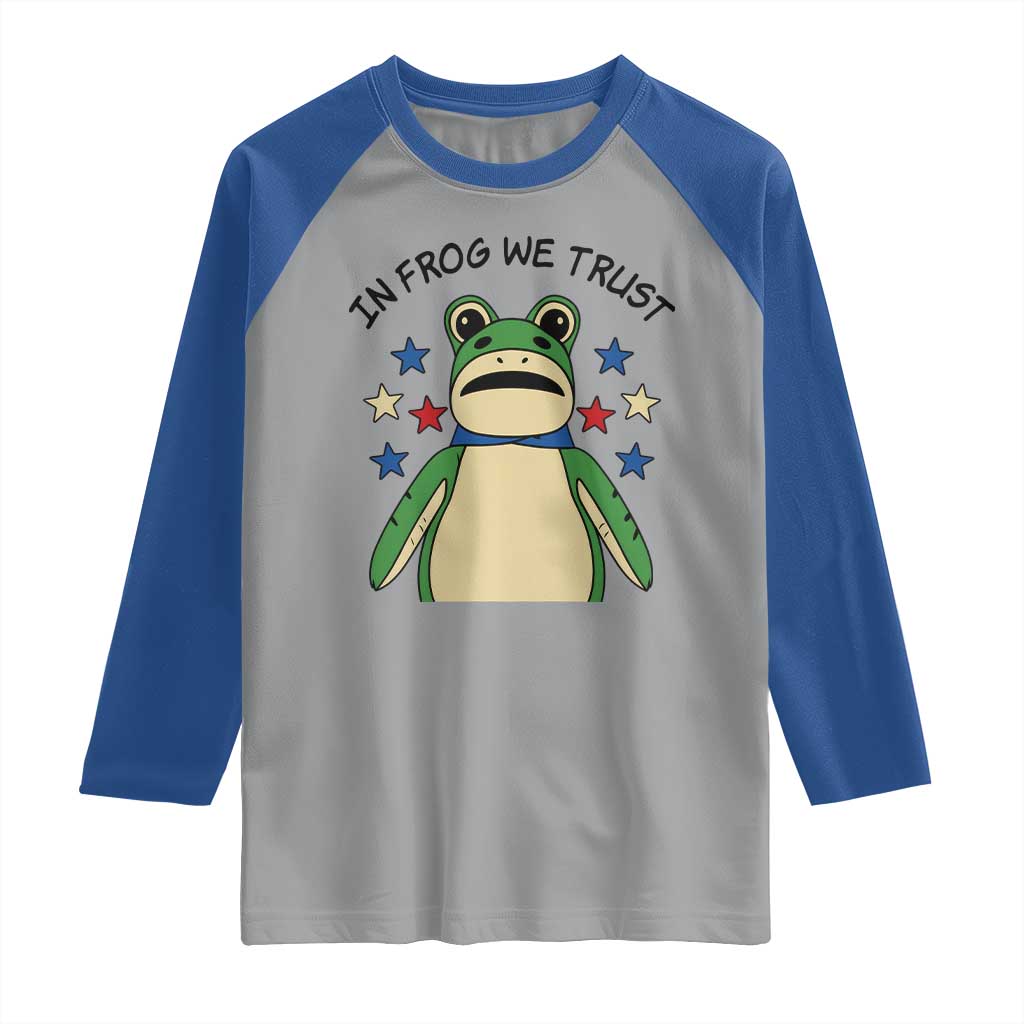 In Frog We Trust Raglan Shirt Patriotic Portland Frogs Protest American Flag - Wonder Print Shop