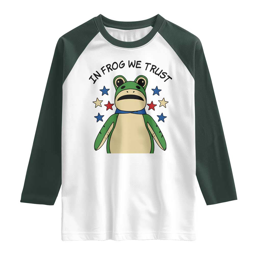 In Frog We Trust Raglan Shirt Patriotic Portland Frogs Protest American Flag - Wonder Print Shop