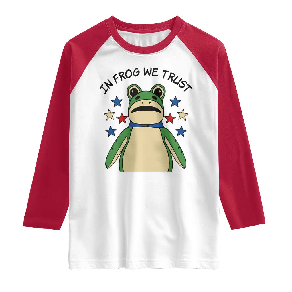 In Frog We Trust Raglan Shirt Patriotic Portland Frogs Protest American Flag - Wonder Print Shop