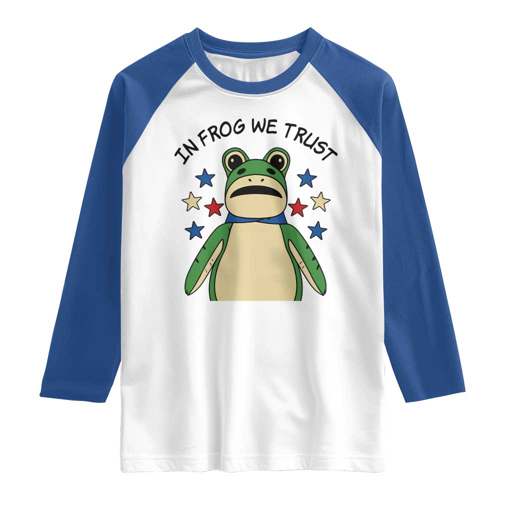 In Frog We Trust Raglan Shirt Patriotic Portland Frogs Protest American Flag - Wonder Print Shop