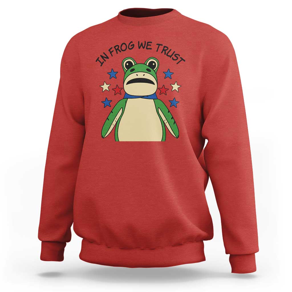 In Frog We Trust Sweatshirt Patriotic Portland Frogs Protest American Flag - Wonder Print Shop