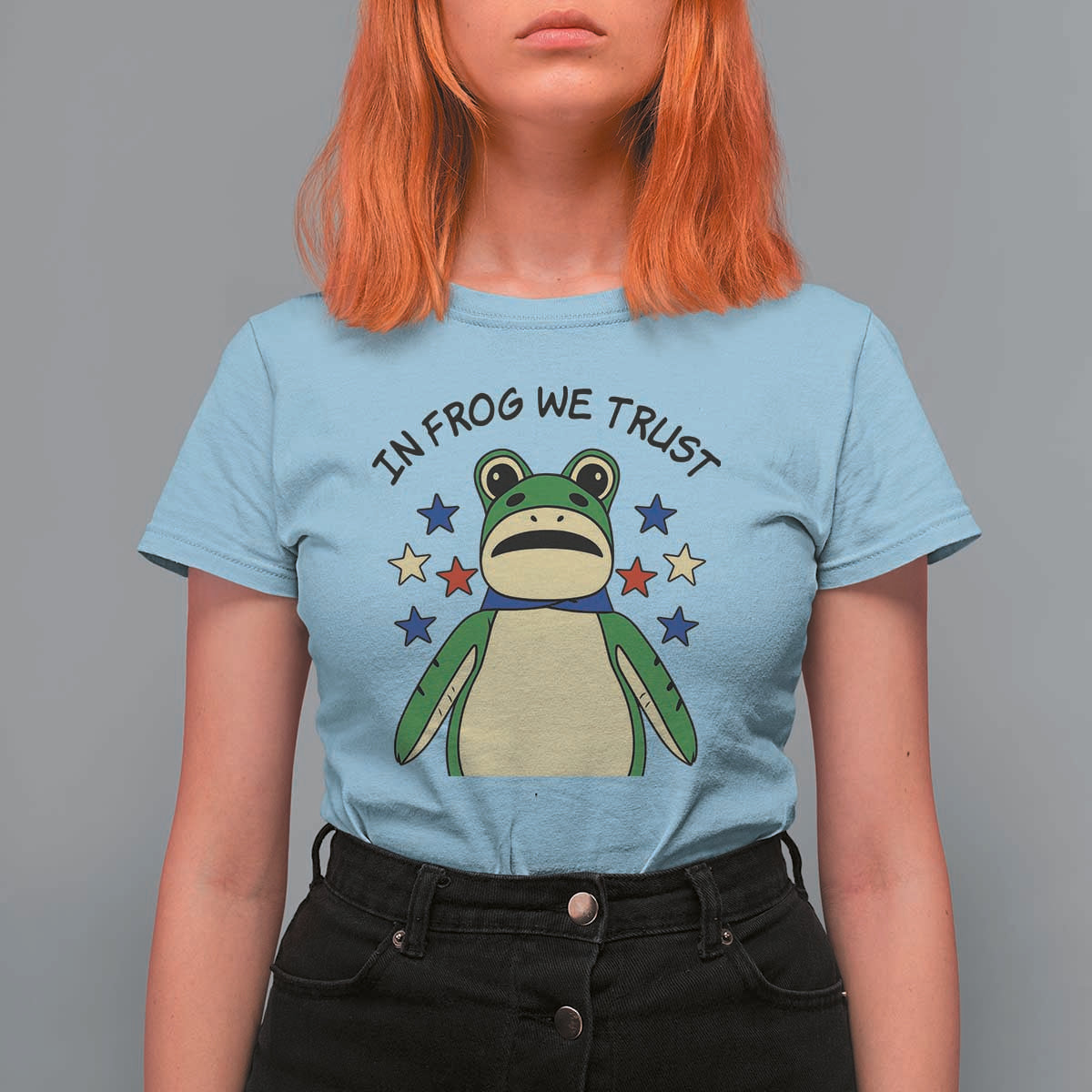 In Frog We Trust T Shirt For Women Patriotic Portland Frogs Protest American Flag - Wonder Print Shop