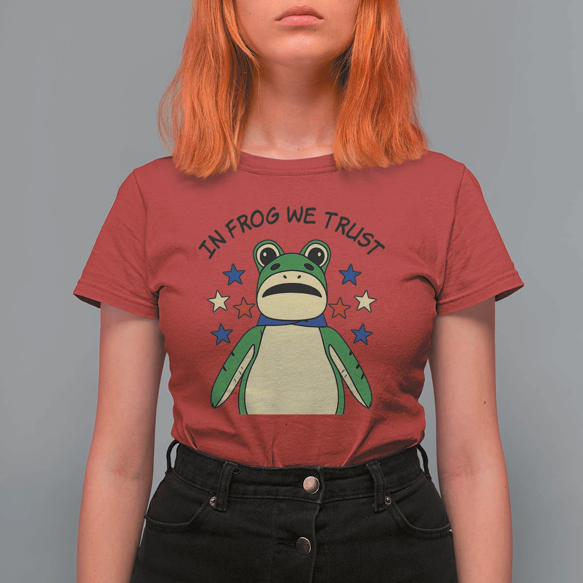 In Frog We Trust T Shirt For Women Patriotic Portland Frogs Protest American Flag - Wonder Print Shop