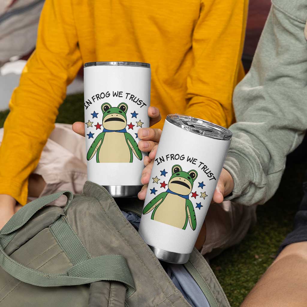 In Frog We Trust Tumbler Cup Patriotic Portland Frogs Protest American Flag - Wonder Print Shop