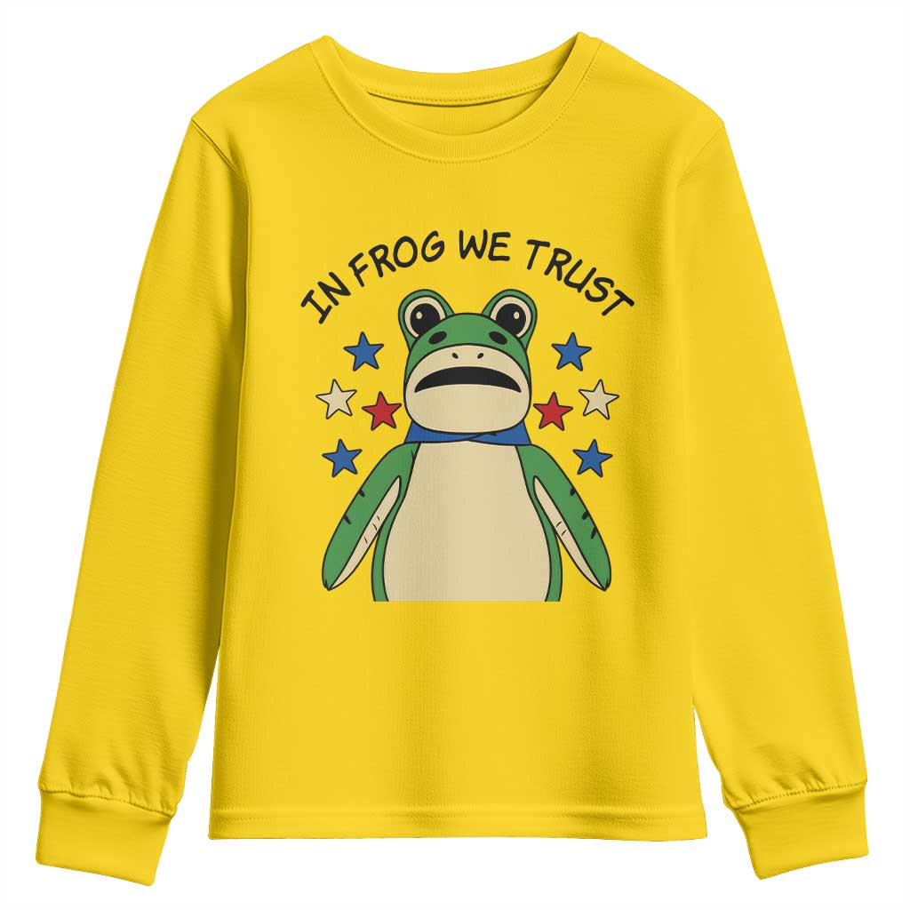 In Frog We Trust Youth Sweatshirt Patriotic Portland Frogs Protest American Flag - Wonder Print Shop