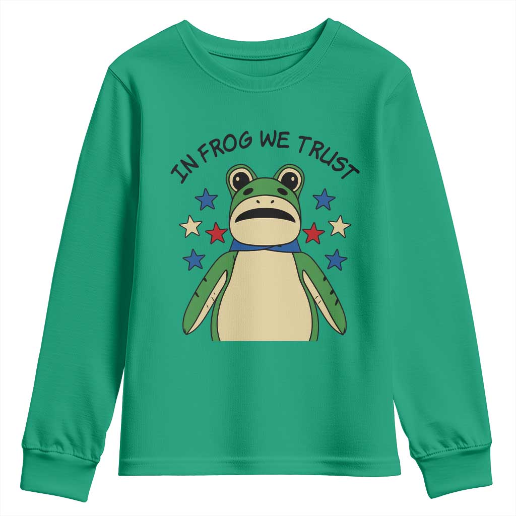 In Frog We Trust Youth Sweatshirt Patriotic Portland Frogs Protest American Flag - Wonder Print Shop
