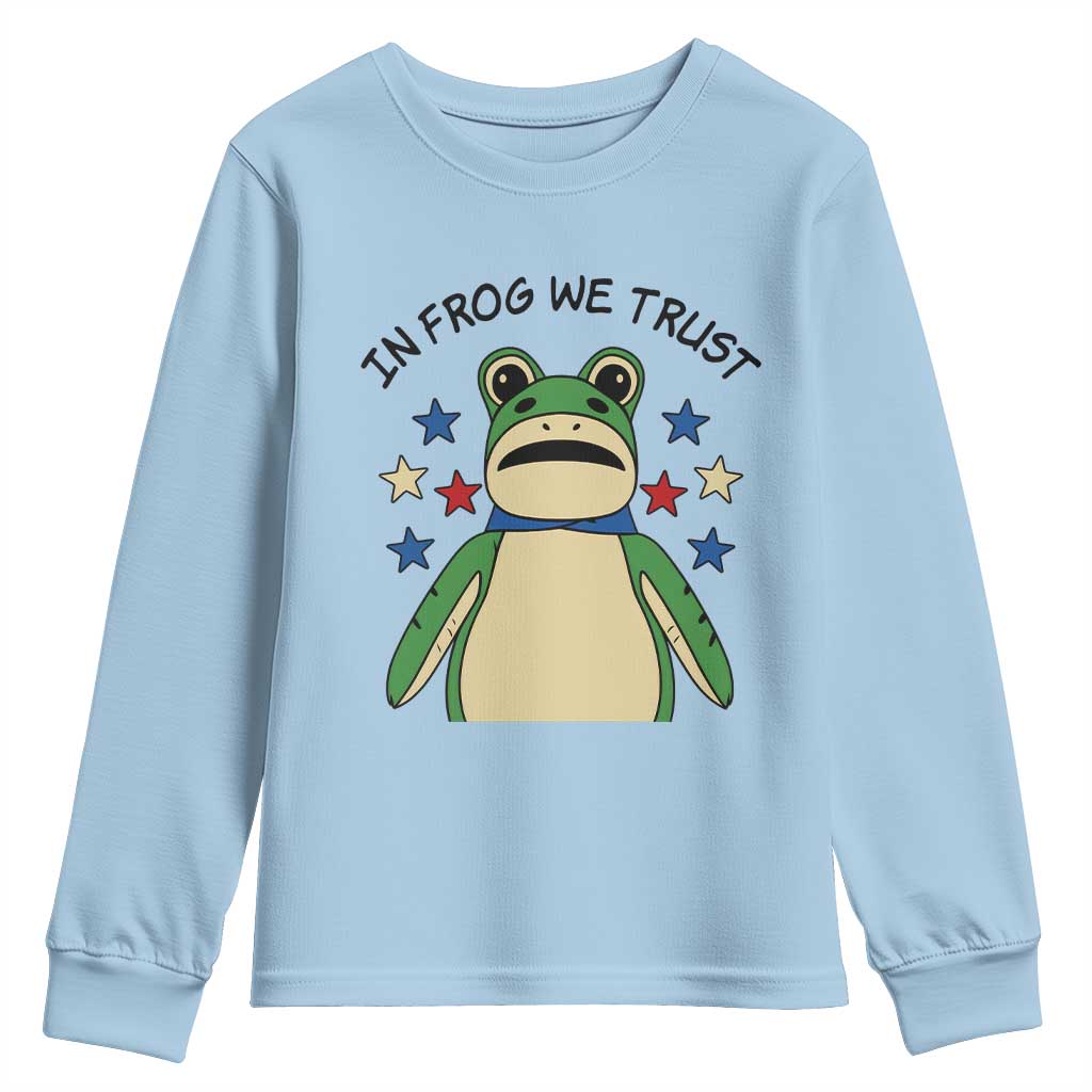 In Frog We Trust Youth Sweatshirt Patriotic Portland Frogs Protest American Flag - Wonder Print Shop