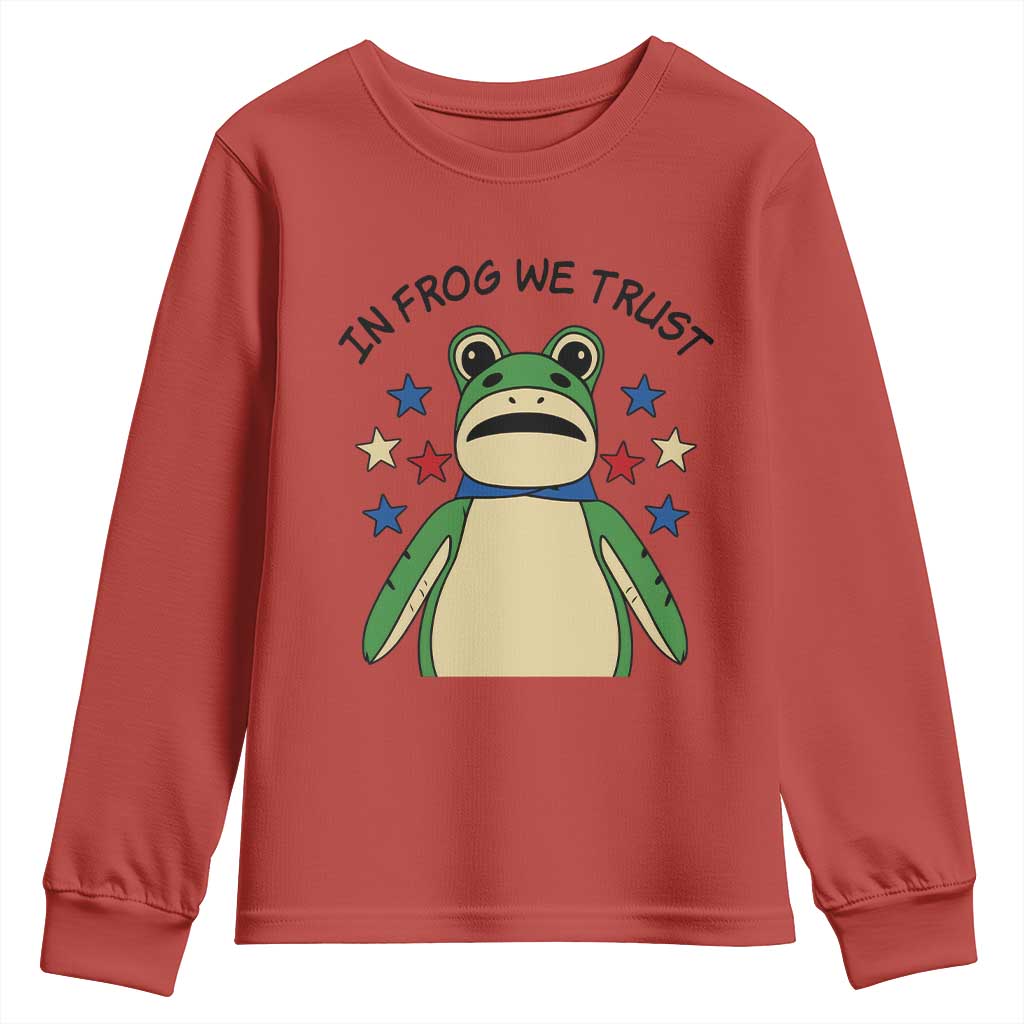In Frog We Trust Youth Sweatshirt Patriotic Portland Frogs Protest American Flag - Wonder Print Shop