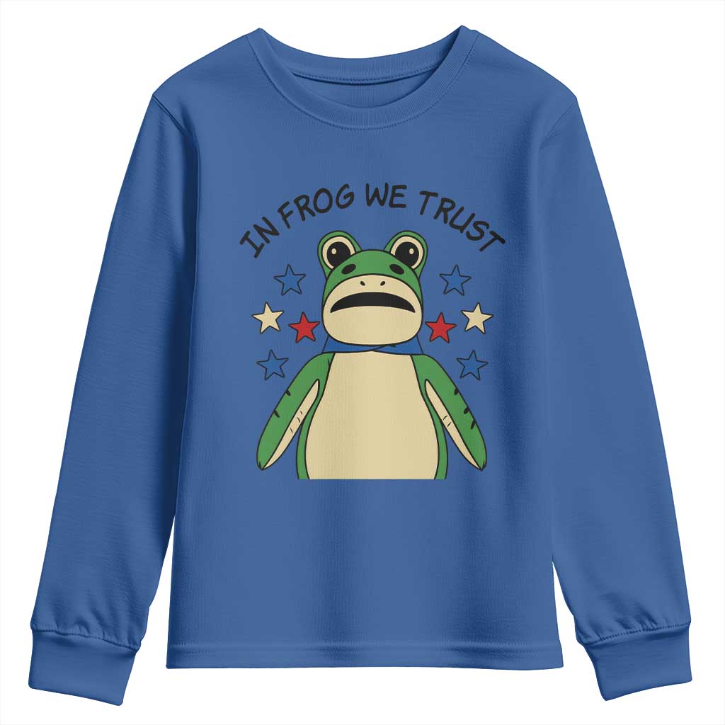 In Frog We Trust Youth Sweatshirt Patriotic Portland Frogs Protest American Flag - Wonder Print Shop