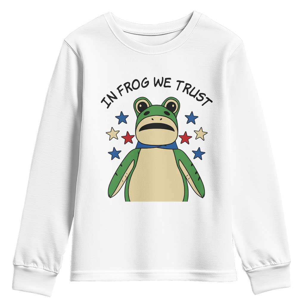 In Frog We Trust Youth Sweatshirt Patriotic Portland Frogs Protest American Flag - Wonder Print Shop