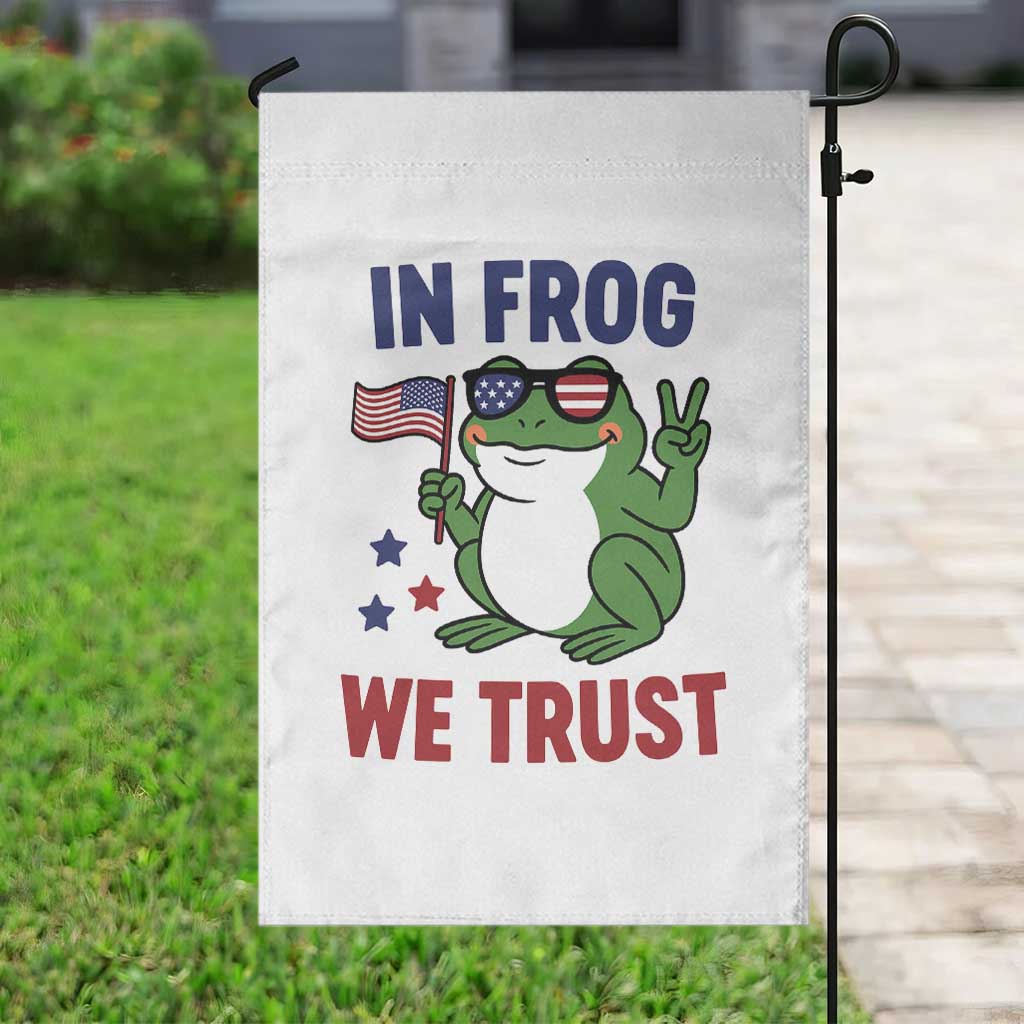 In Frog We Trust Garden Flag Patriotic Portland Frogs Protest - Wonder Print Shop