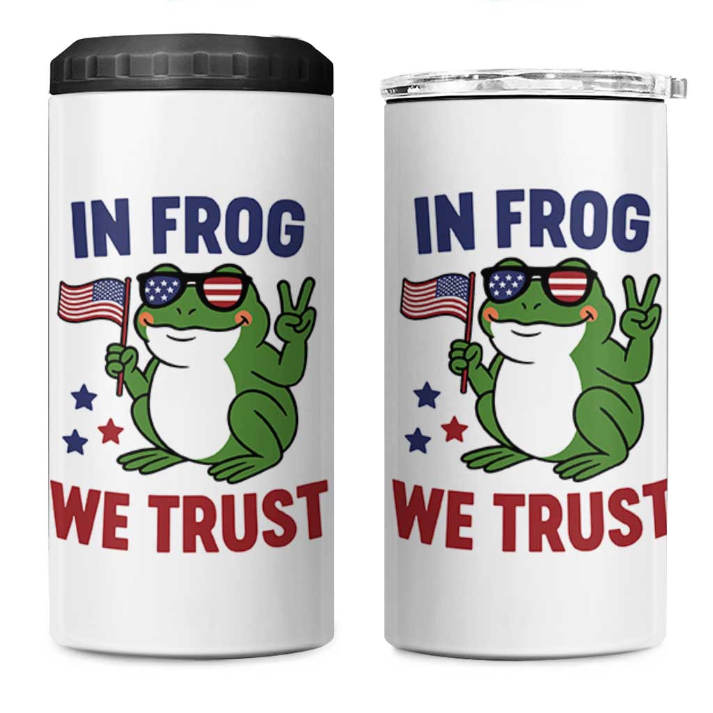 In Frog We Trust 4 in 1 Can Cooler Tumbler Patriotic Portland Frogs Protest - Wonder Print Shop