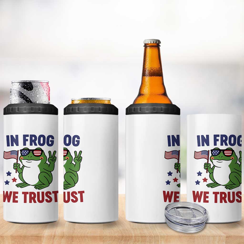 In Frog We Trust 4 in 1 Can Cooler Tumbler Patriotic Portland Frogs Protest - Wonder Print Shop