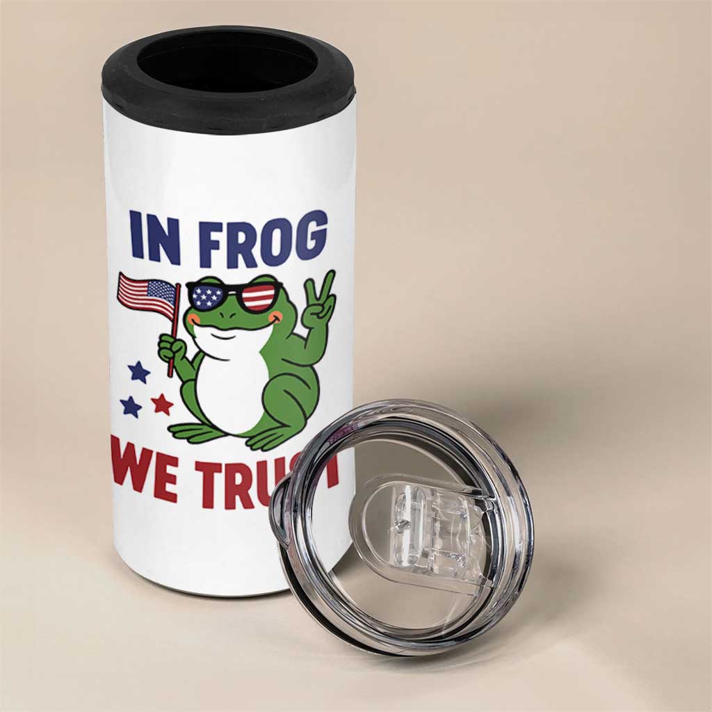 In Frog We Trust 4 in 1 Can Cooler Tumbler Patriotic Portland Frogs Protest - Wonder Print Shop