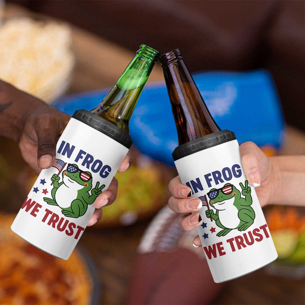In Frog We Trust 4 in 1 Can Cooler Tumbler Patriotic Portland Frogs Protest - Wonder Print Shop