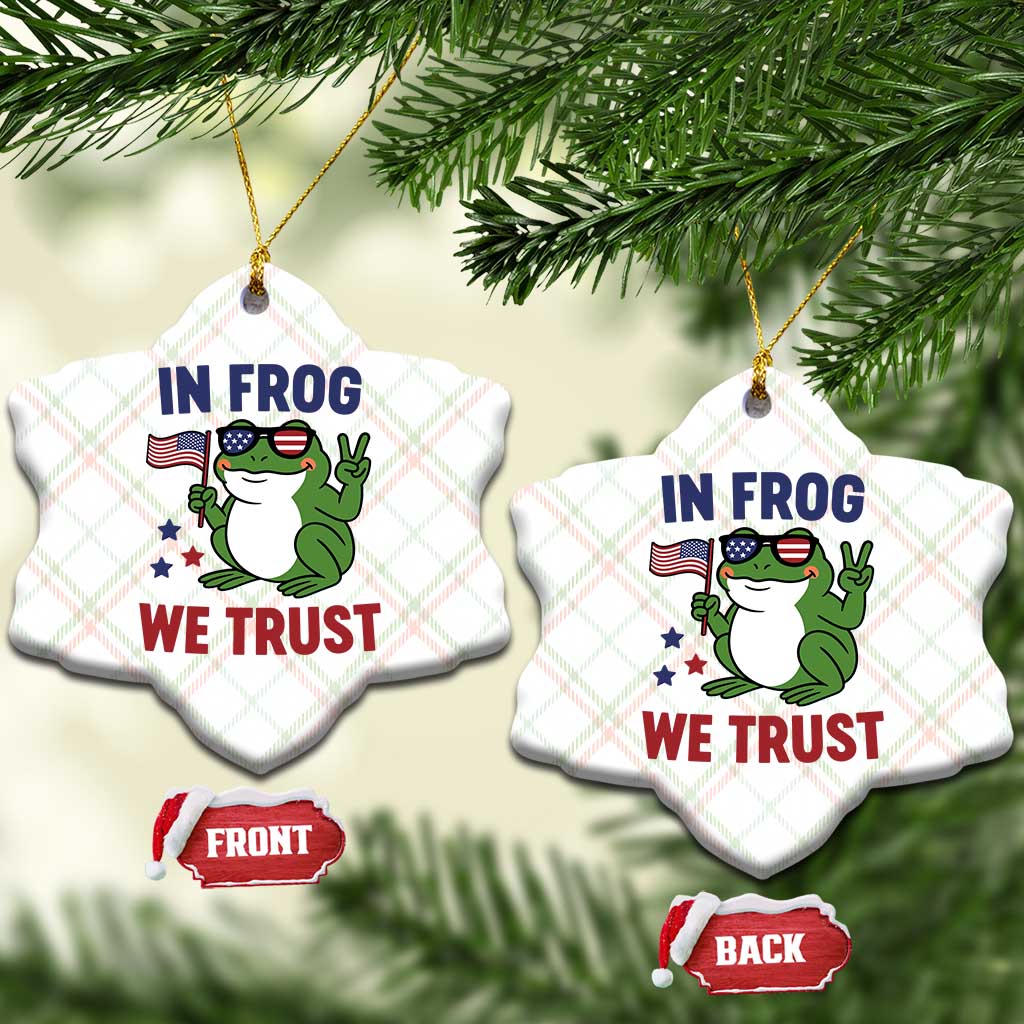 In Frog We Trust Ceramic Ornament Patriotic Portland Frogs Protest - Wonder Print Shop