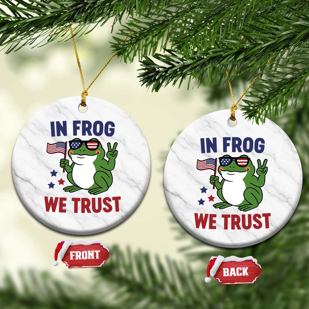 In Frog We Trust Ceramic Ornament Patriotic Portland Frogs Protest - Wonder Print Shop