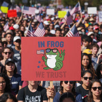 In Frog We Trust Protest Sign Patriotic Portland Frogs Protest - Wonder Print Shop