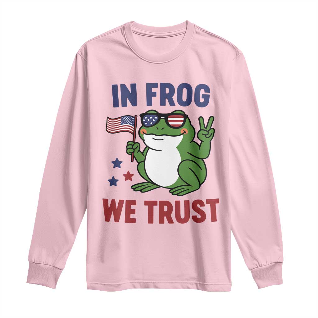 In Frog We Trust Long Sleeve Shirt Patriotic Portland Frogs Protest - Wonder Print Shop