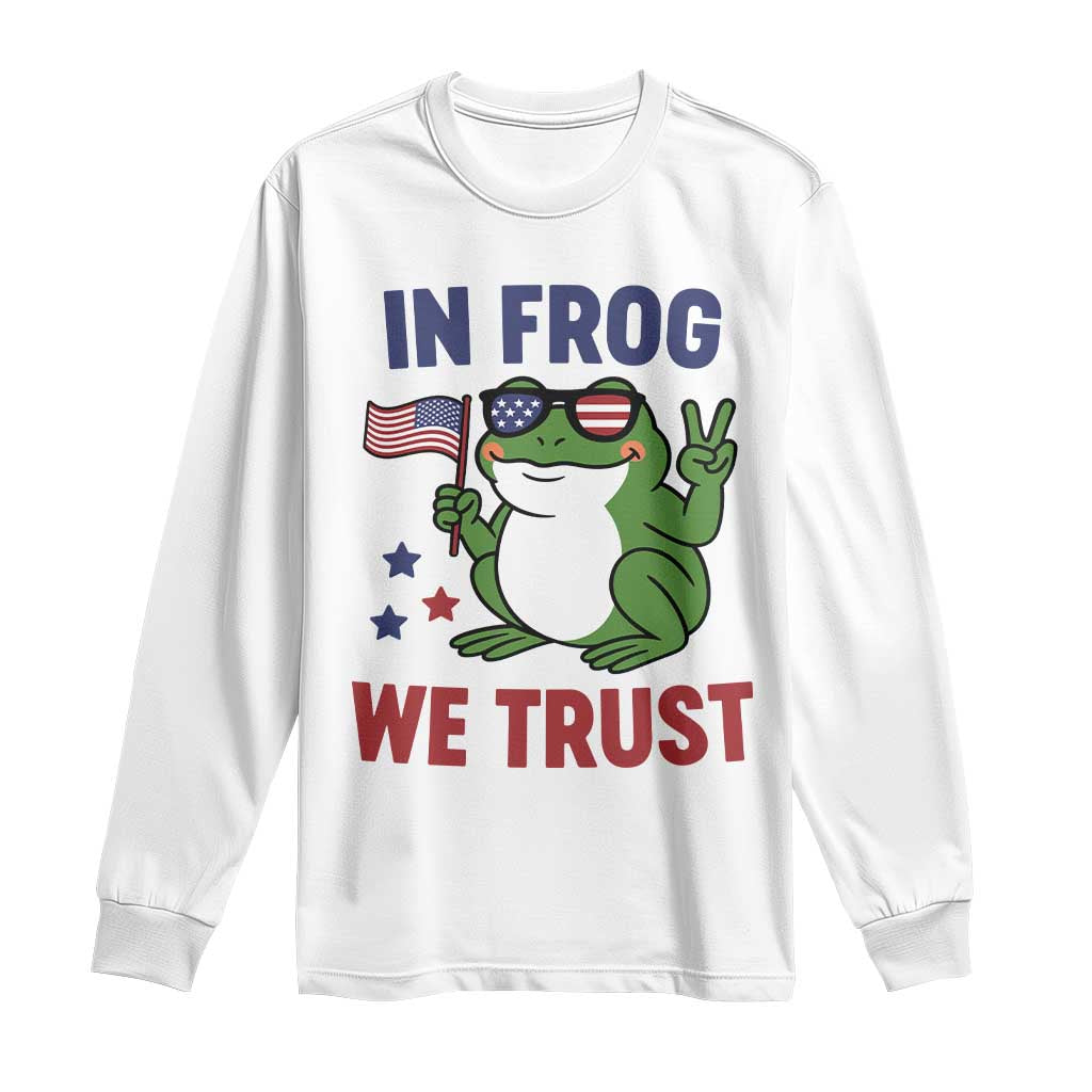 In Frog We Trust Long Sleeve Shirt Patriotic Portland Frogs Protest - Wonder Print Shop