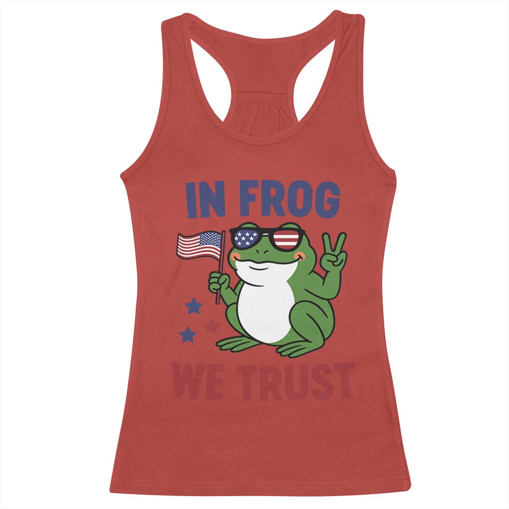 In Frog We Trust Racerback Tank Top Patriotic Portland Frogs Protest - Wonder Print Shop