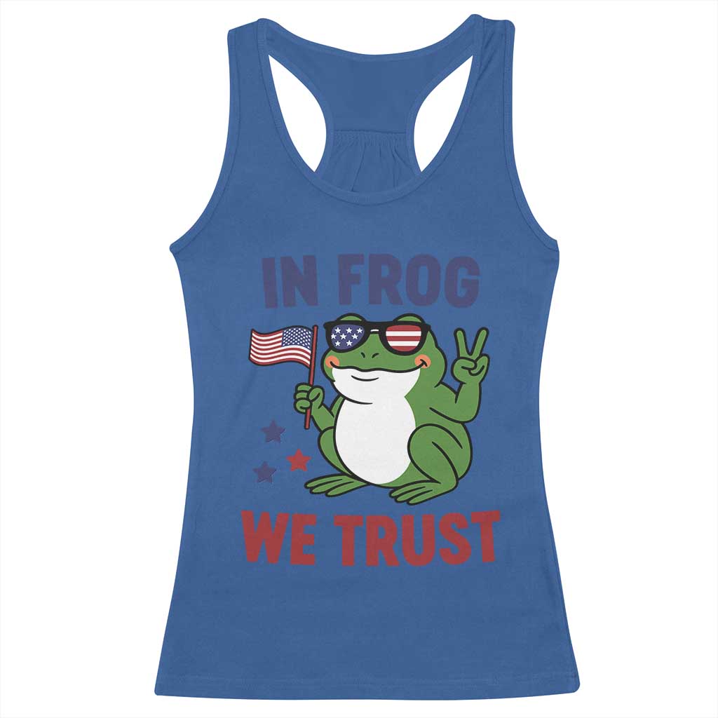 In Frog We Trust Racerback Tank Top Patriotic Portland Frogs Protest - Wonder Print Shop