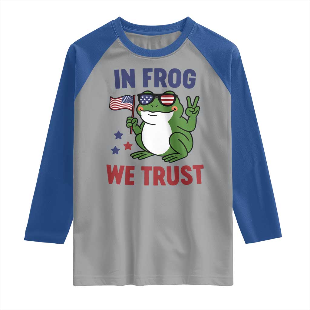 In Frog We Trust Raglan Shirt Patriotic Portland Frogs Protest - Wonder Print Shop