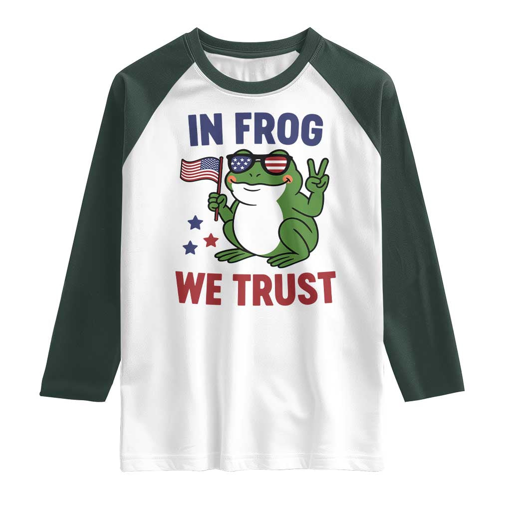 In Frog We Trust Raglan Shirt Patriotic Portland Frogs Protest - Wonder Print Shop