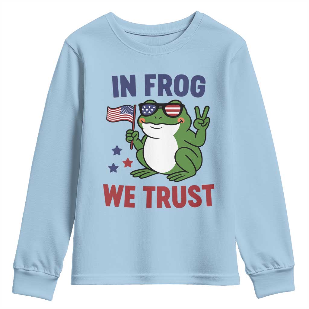 In Frog We Trust Youth Sweatshirt Patriotic Portland Frogs Protest - Wonder Print Shop
