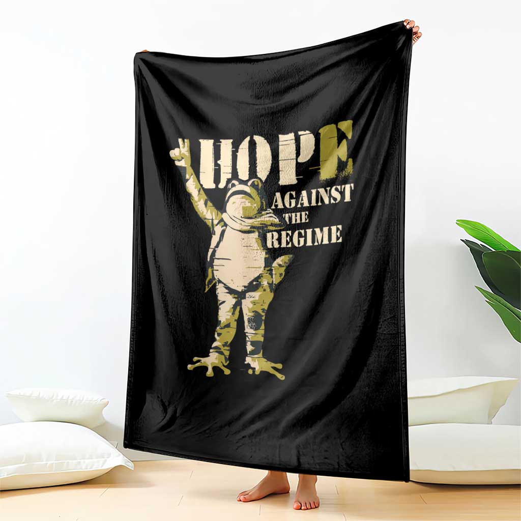 Stencil Protest Frog Throw Blanket Hope Against the Regime Portland Inflatable Resistance - Wonder Print Shop