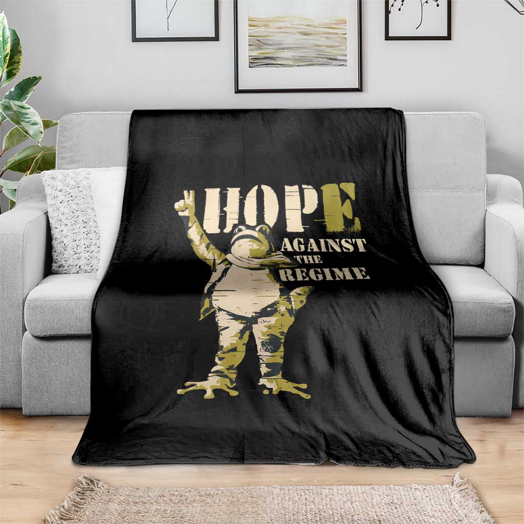 Stencil Protest Frog Throw Blanket Hope Against the Regime Portland Inflatable Resistance - Wonder Print Shop