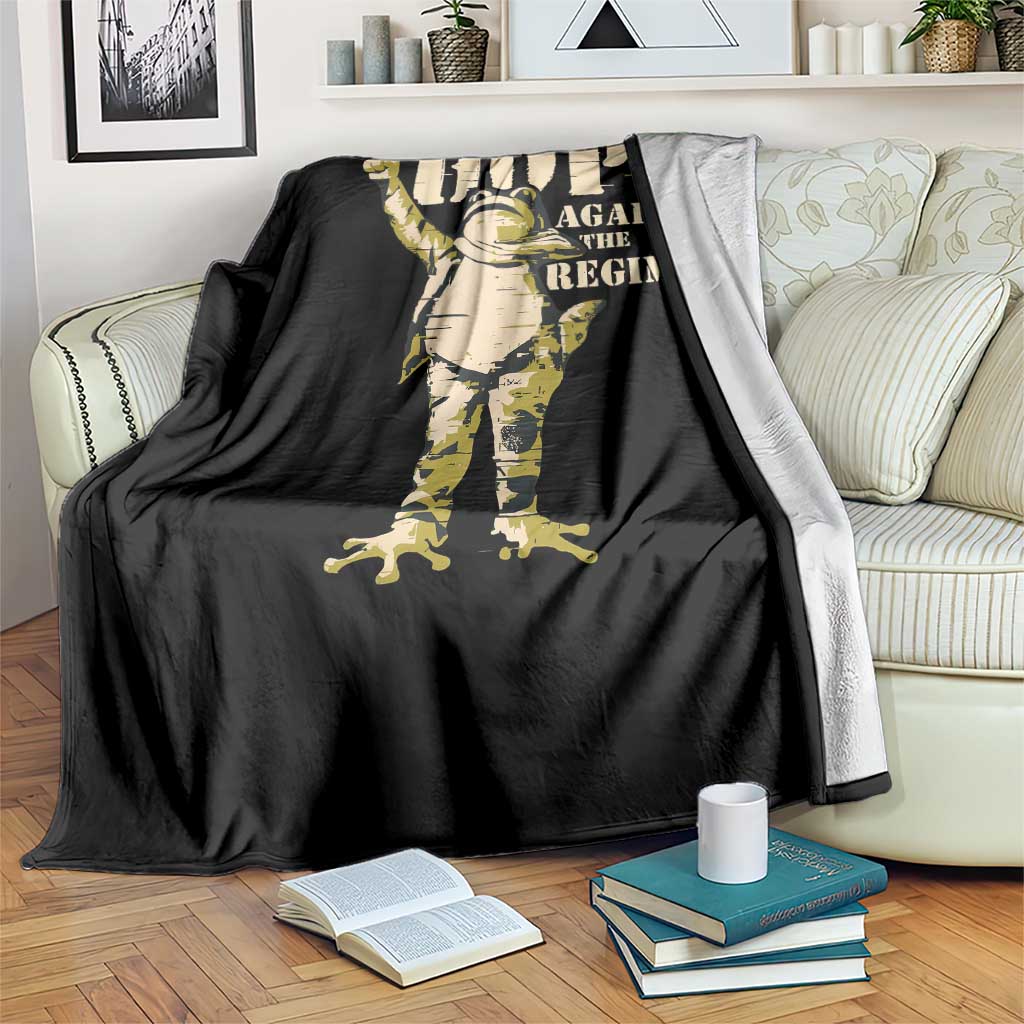 Stencil Protest Frog Throw Blanket Hope Against the Regime Portland Inflatable Resistance - Wonder Print Shop