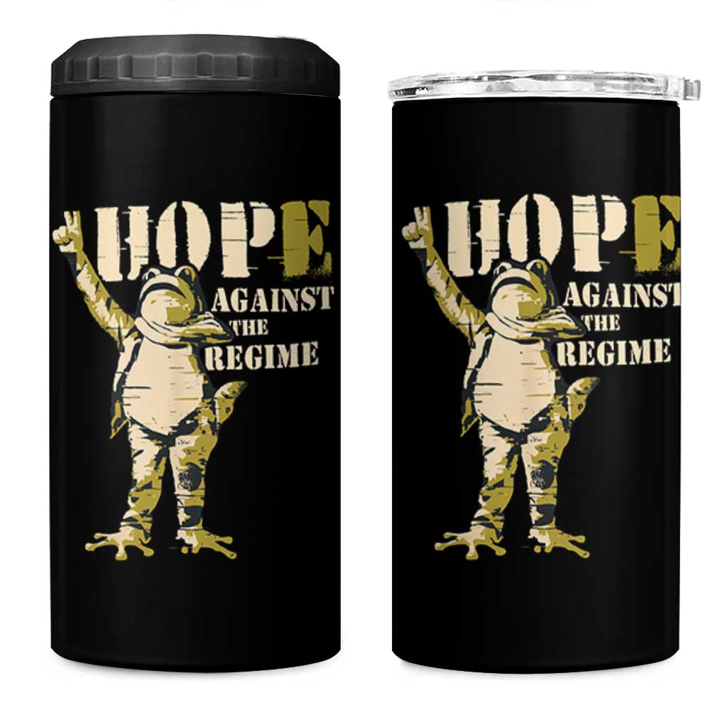 Stencil Protest Frog 4 in 1 Can Cooler Tumbler Hope Against the Regime Portland Inflatable Resistance - Wonder Print Shop