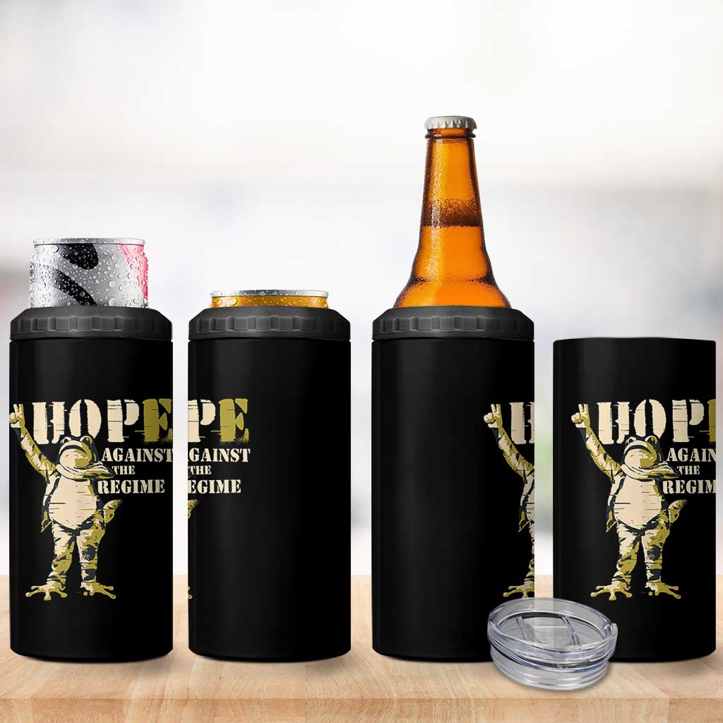 Stencil Protest Frog 4 in 1 Can Cooler Tumbler Hope Against the Regime Portland Inflatable Resistance - Wonder Print Shop
