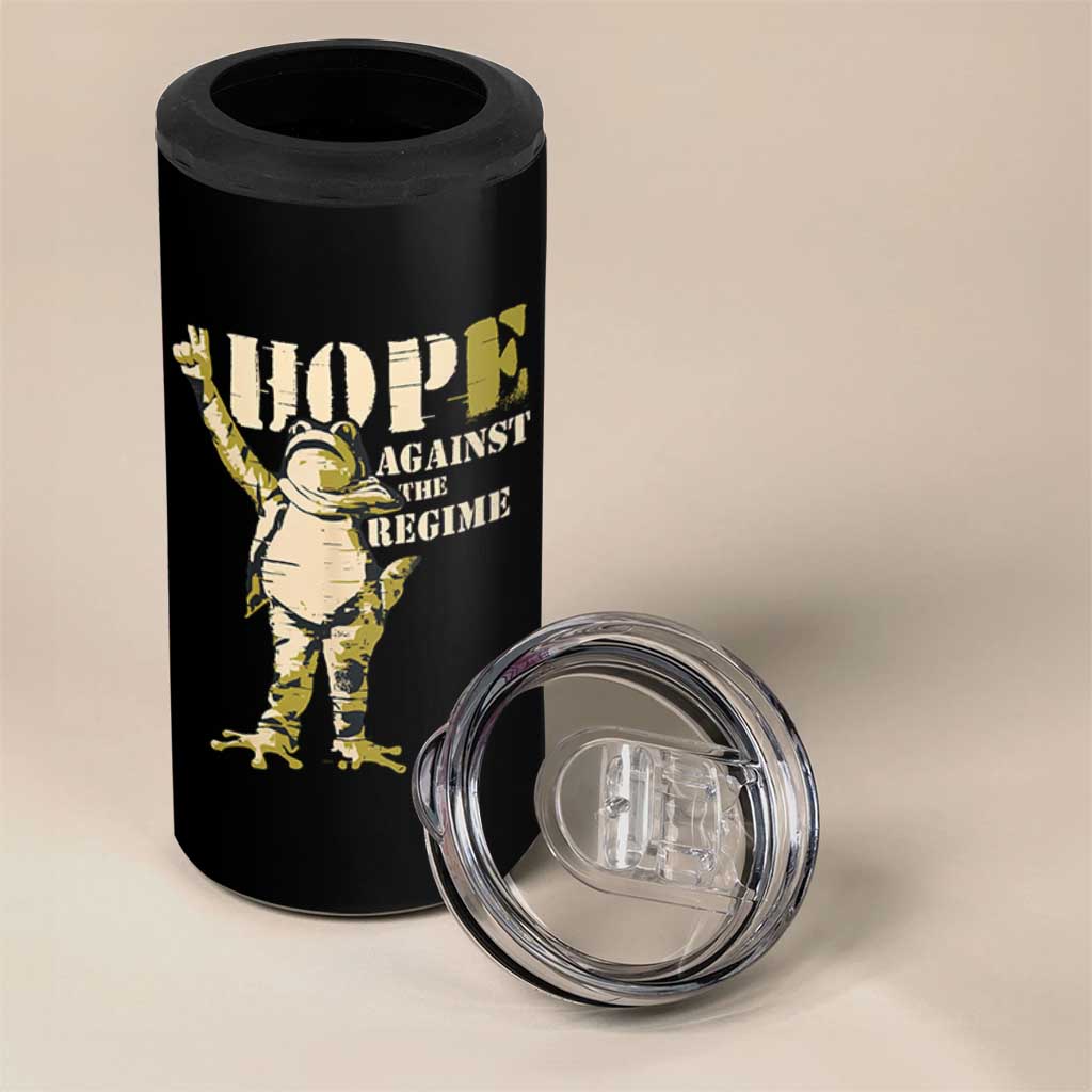 Stencil Protest Frog 4 in 1 Can Cooler Tumbler Hope Against the Regime Portland Inflatable Resistance - Wonder Print Shop