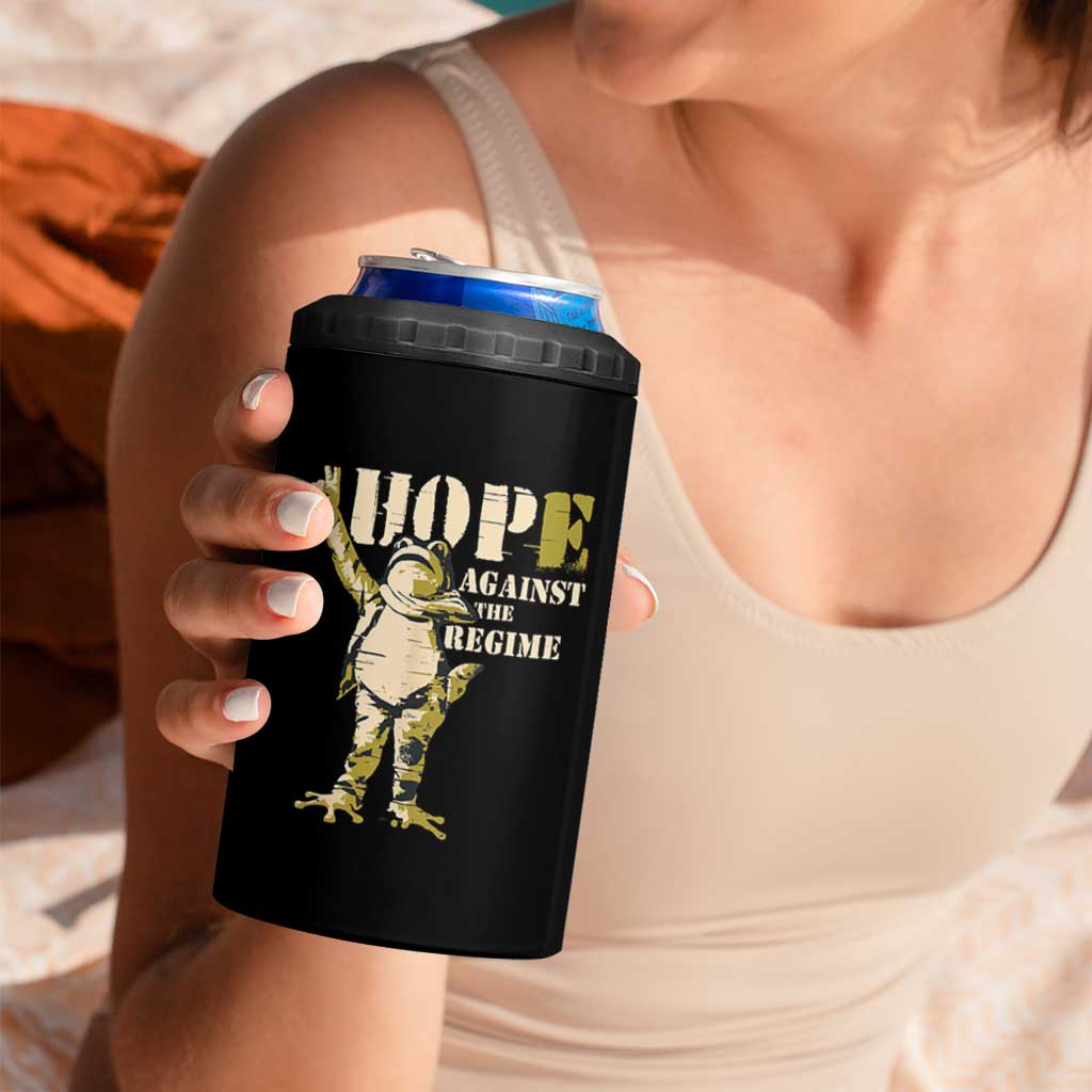 Stencil Protest Frog 4 in 1 Can Cooler Tumbler Hope Against the Regime Portland Inflatable Resistance - Wonder Print Shop