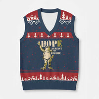 Stencil Protest Frog V-Neck Knit Sweater Vest Hope Against the Regime Portland Inflatable Resistance - Wonder Print Shop