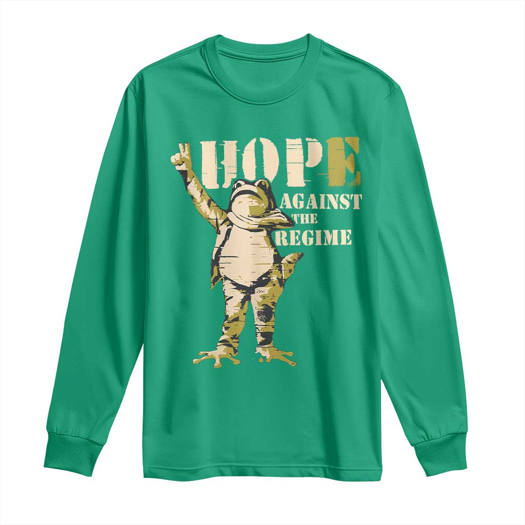 Stencil Protest Frog Long Sleeve Shirt Hope Against the Regime Portland Inflatable Resistance - Wonder Print Shop